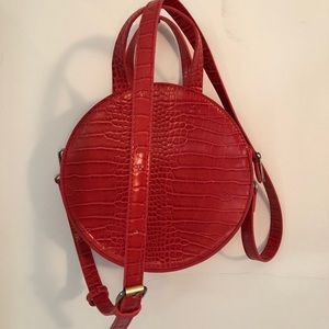 Red Anthropologie structured crocodile purse 🐊